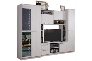 Стенка в гостиную Флора, ясень белый