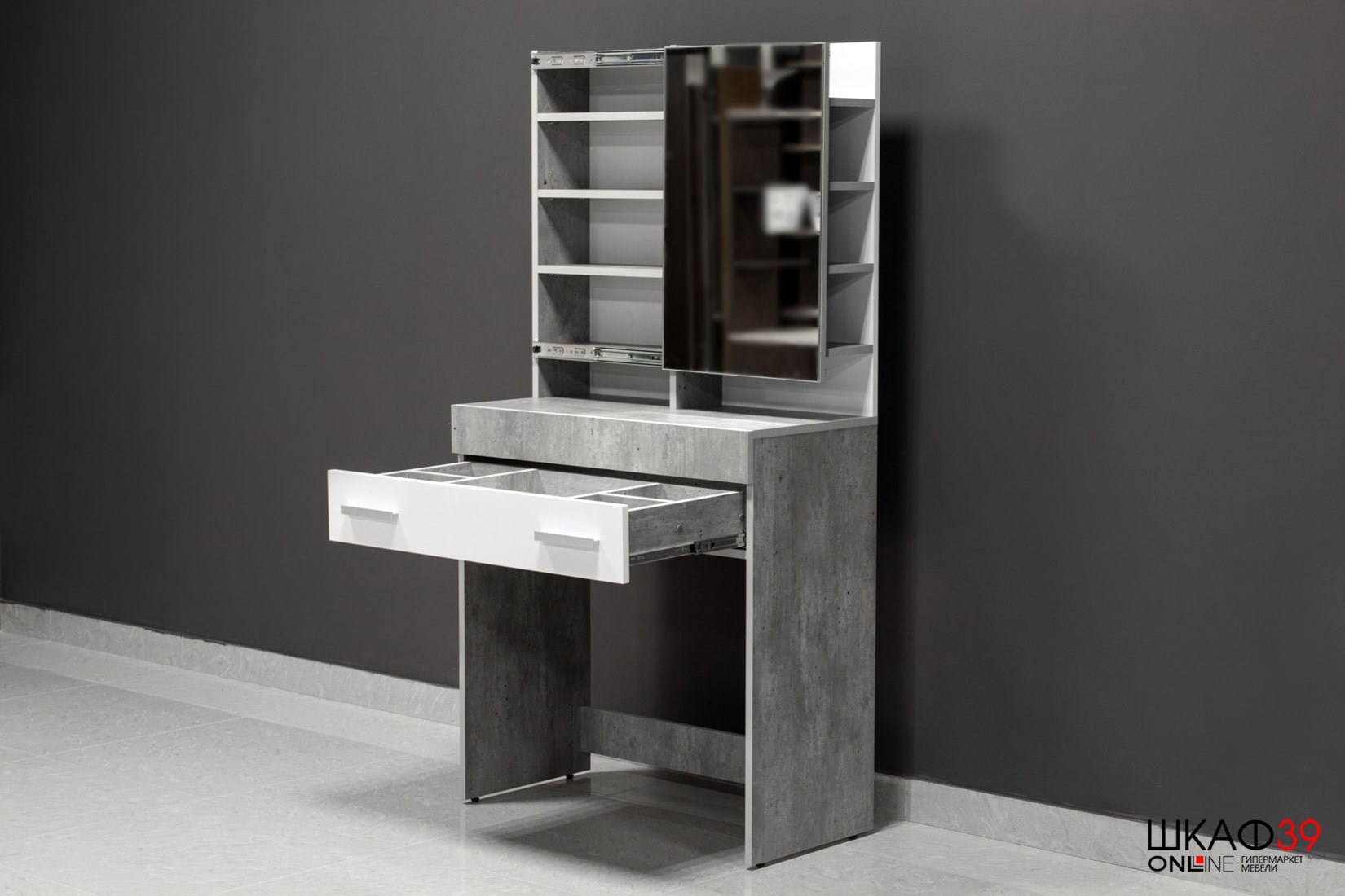 Инстайл Стол туалетный СТ-01 Метрополитан грей/Белый