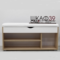 Лайт(Варна-4) Тумба для обуви 08.58 (Дуб сонома, Белая экокожа)