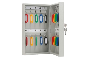 Ключница КEY-20 на 20 ключей 300x185x59мм, ключевой замок, брелки в комплекте