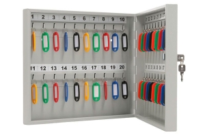 Ключница КEY-40 на 40 ключей, 300x355x59мм, ключевой замок, брелки в комплекте