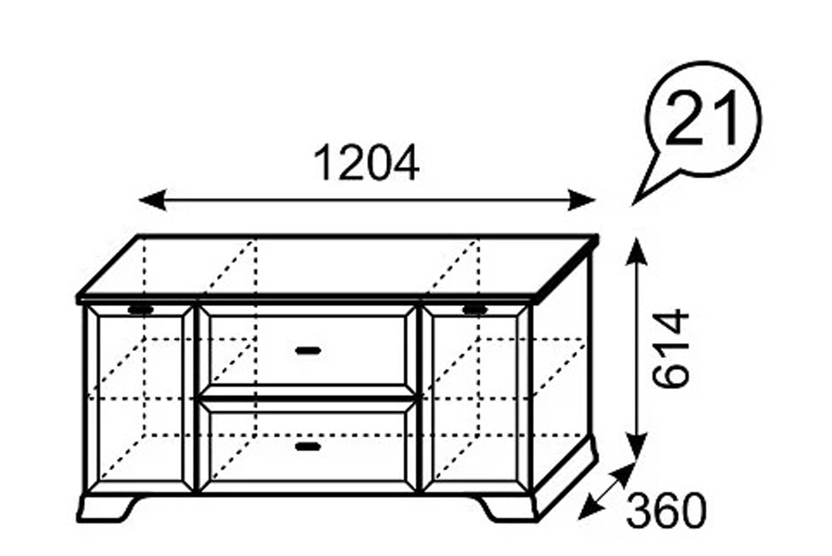 Тумба для ТВ закрытая Венеция 21