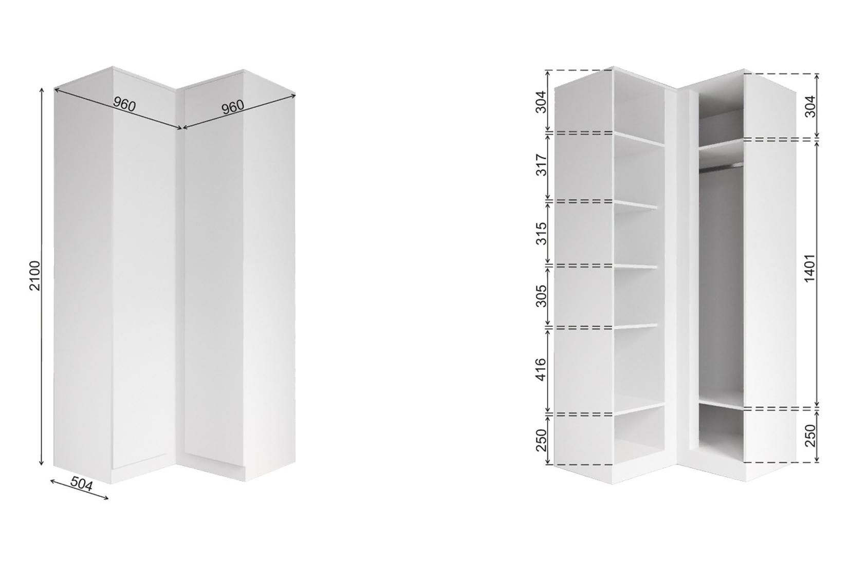 Челси-Мори 960.1 Шкаф угловой Графит