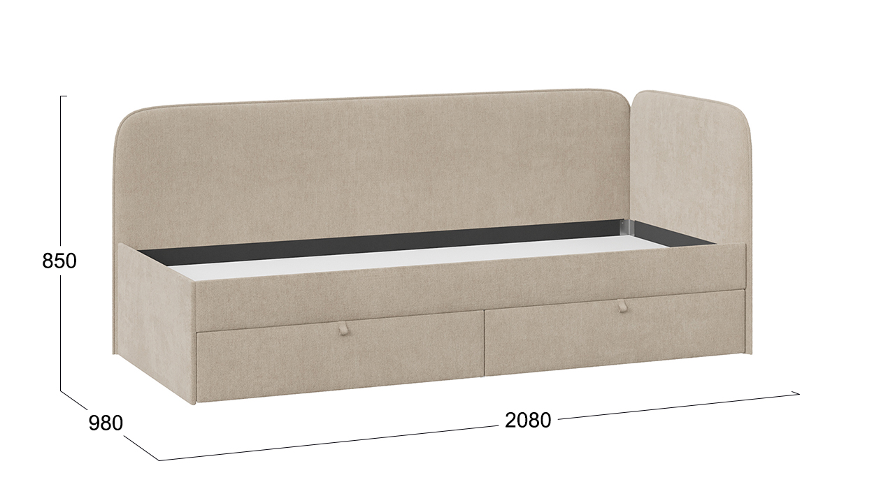 Кровать «Молли» с мягкой обивкой (900) тип 1 Микровелюр Scandi Cream 03 Кремовый