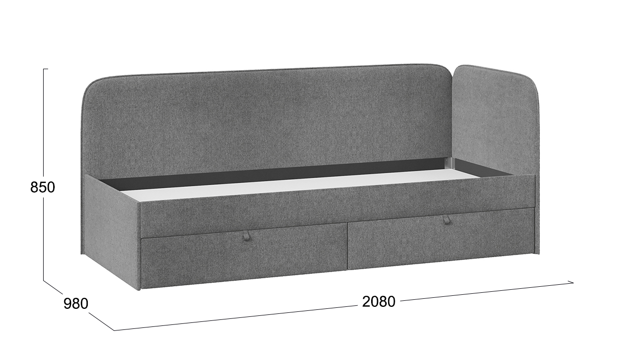 Кровать «Молли» с мягкой обивкой (900) тип 1 Микровелюр Scandi Graphite 22 Серый