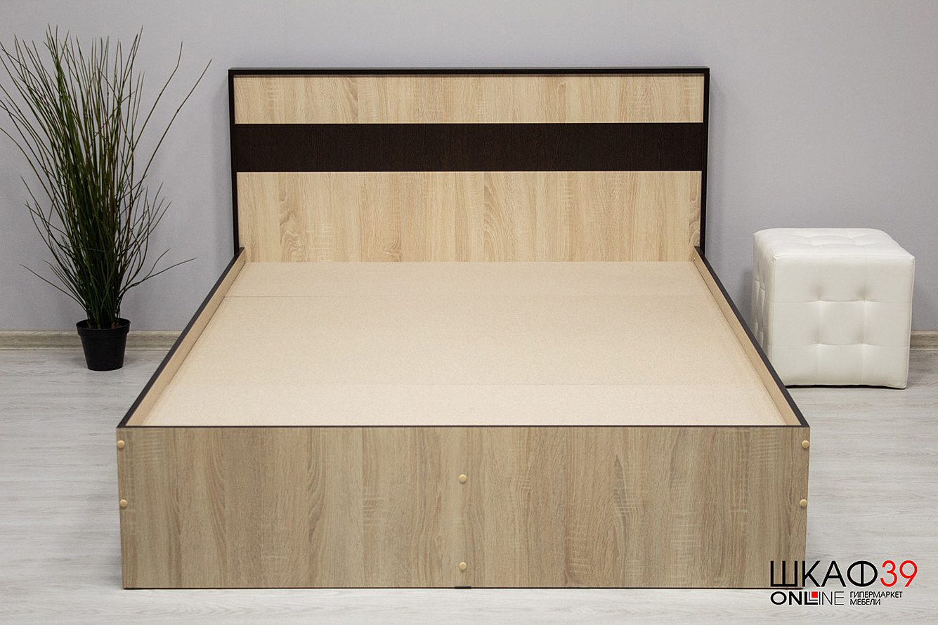 Лирика ЛК-1 Кровать 140 дуб сонома/венге+настил