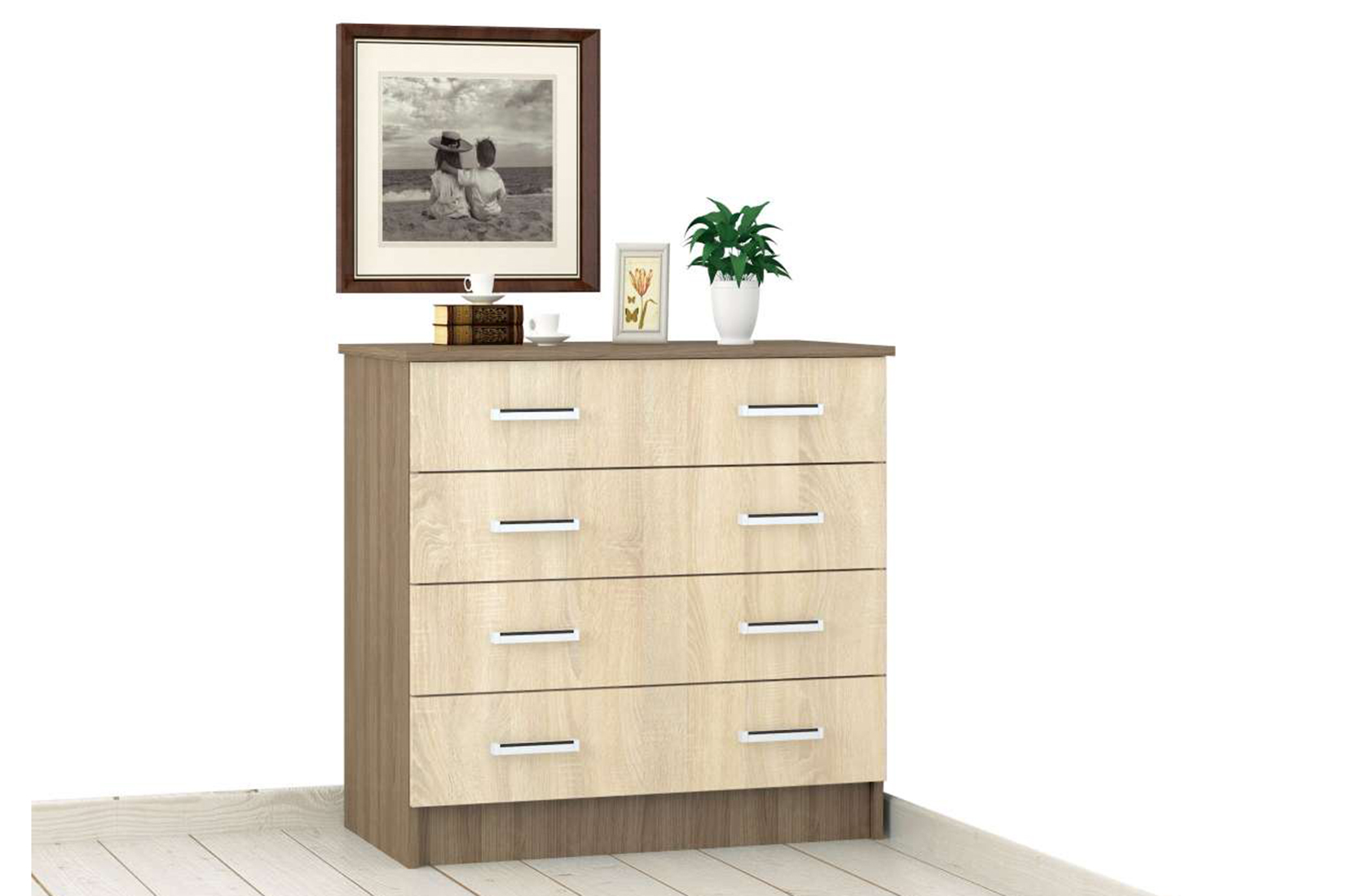 Комод длинный Катрин 3, ясень шимо/дуб сонома