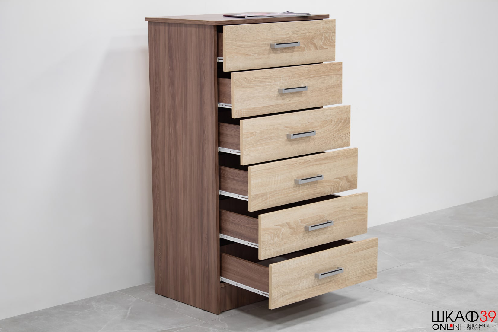 Комод высокий Катрин 4, ясень шимо/дуб сонома