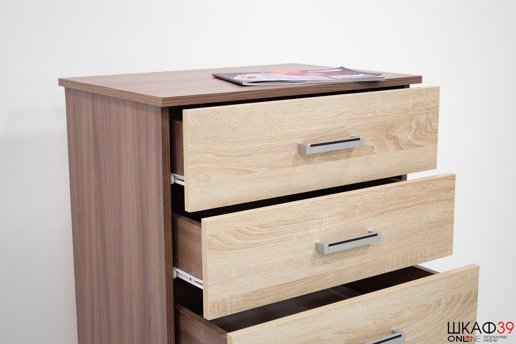 Комод высокий Катрин 4, ясень шимо/дуб сонома