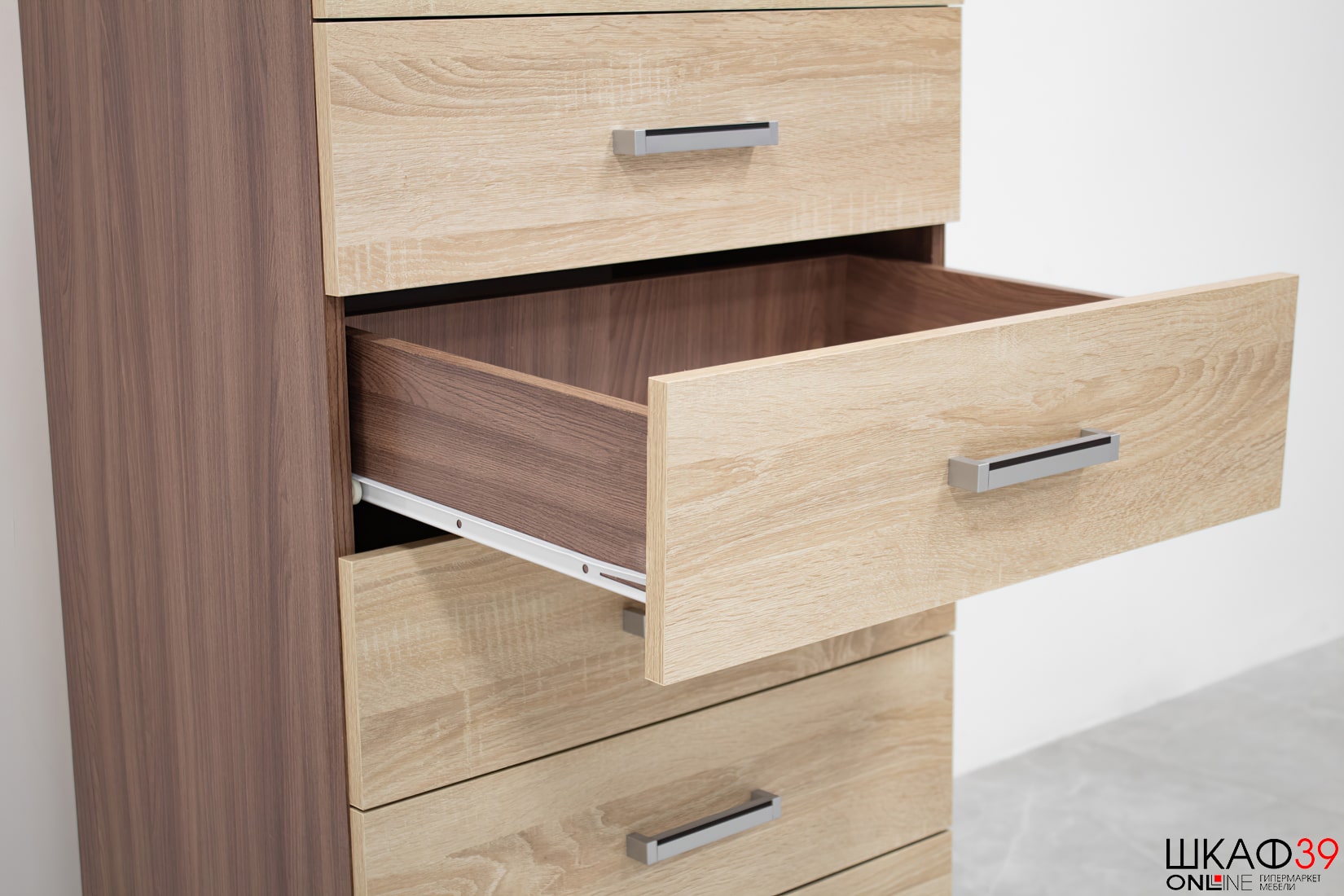 Комод высокий Катрин 4, ясень шимо/дуб сонома