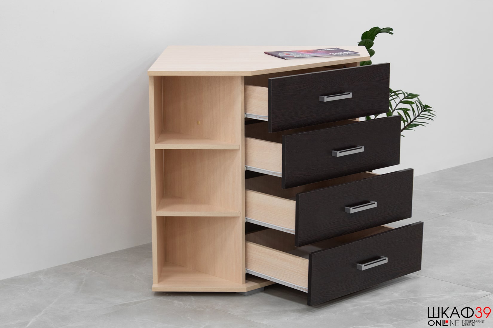 Комод угловой Катрин 7, венге/дуб молочный