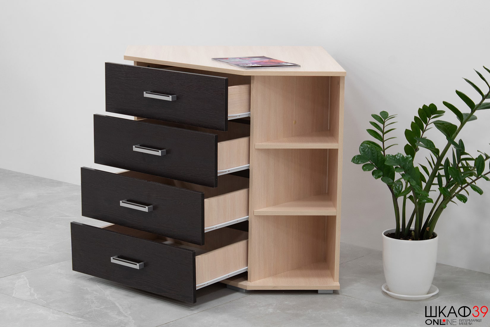 Комод угловой Катрин 7, венге/дуб молочный