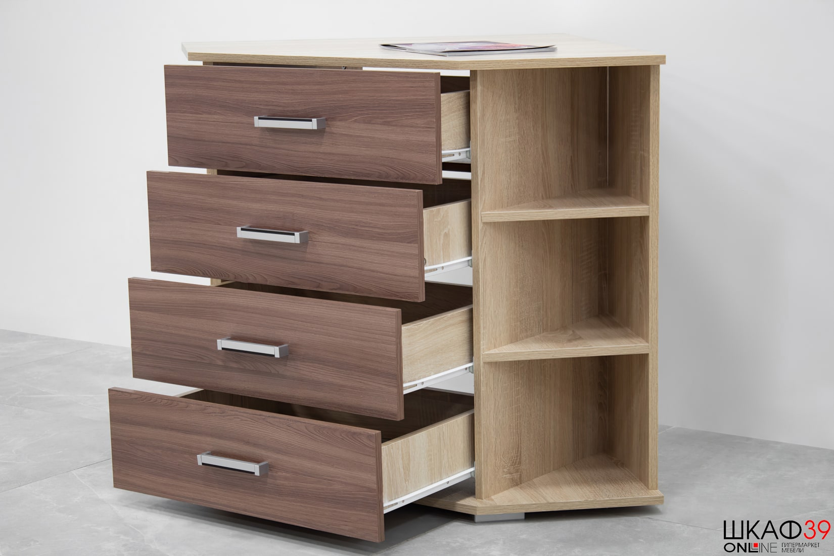 Комод угловой Катрин 7, ясень шимо/дуб сонома