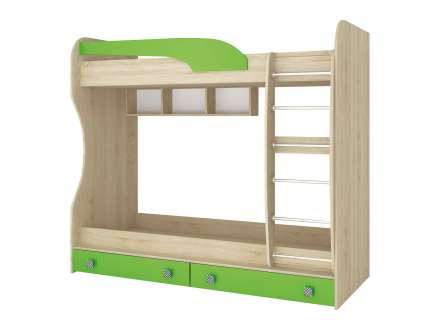 Кровать двухъярусная Колибри 80х186, мохито матовый