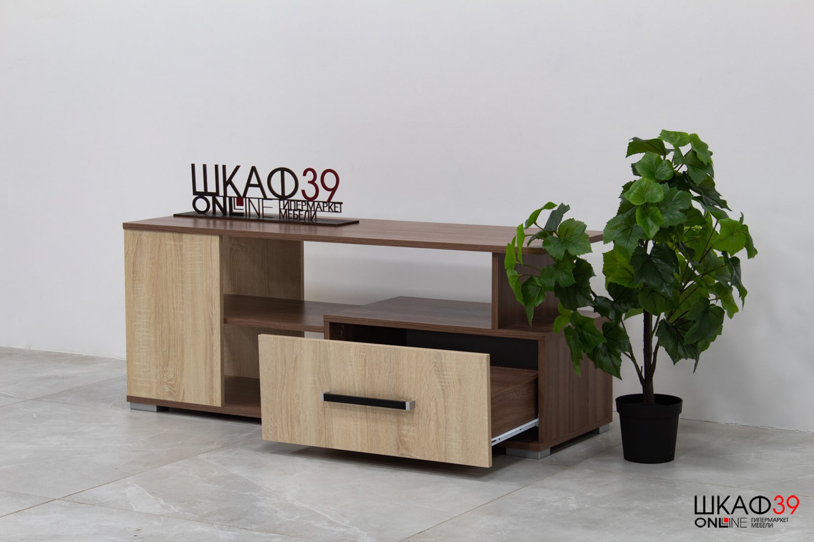 Тумба под ТВ Парус 4, ясень шимо/дуб сонома
