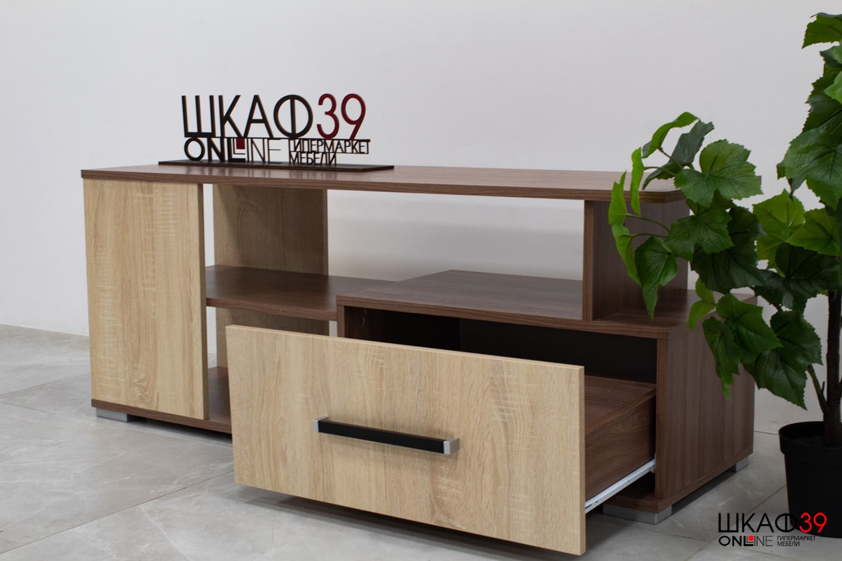 Тумба под ТВ Парус 4, ясень шимо/дуб сонома