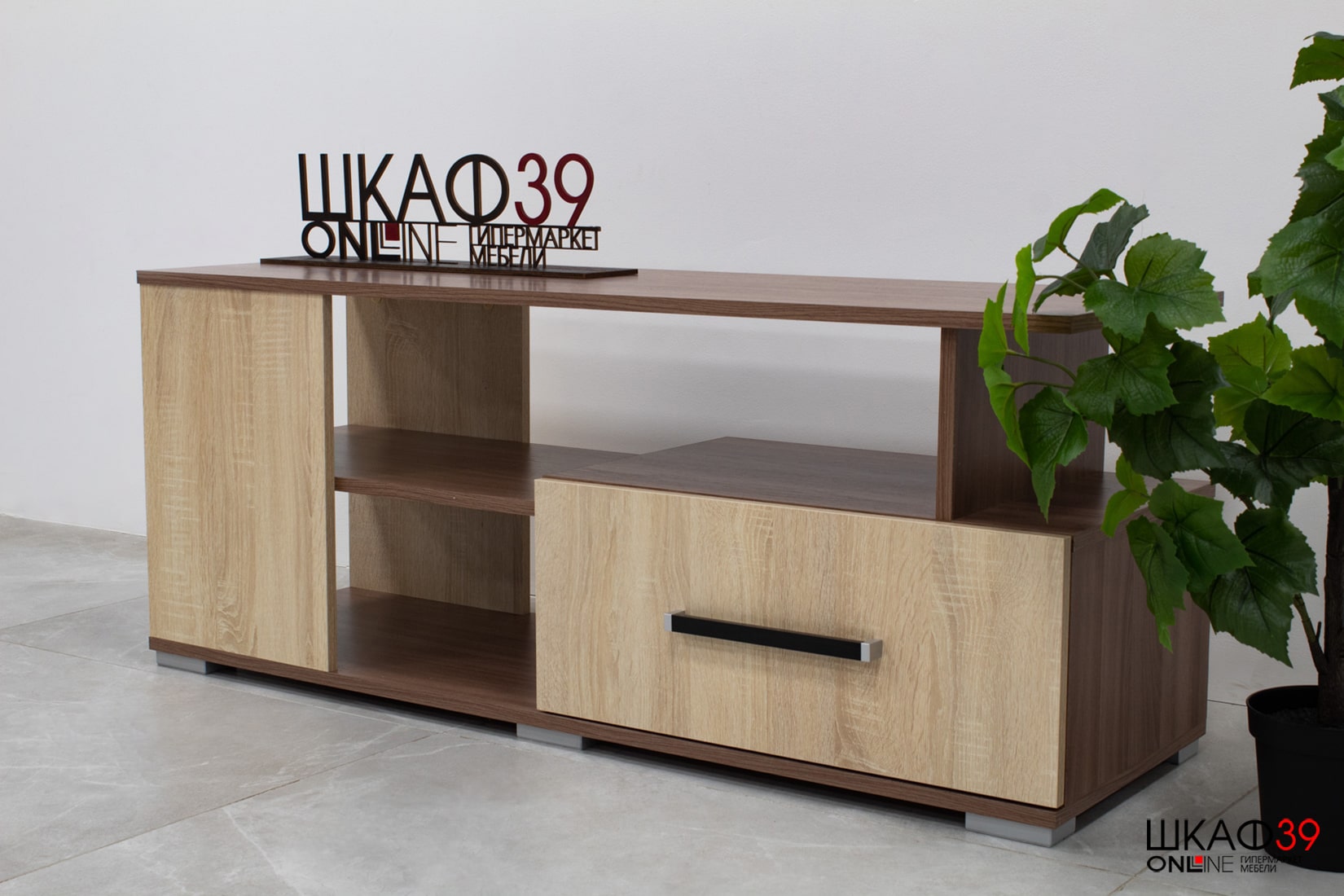 Тумба под ТВ Парус 4, ясень шимо/дуб сонома