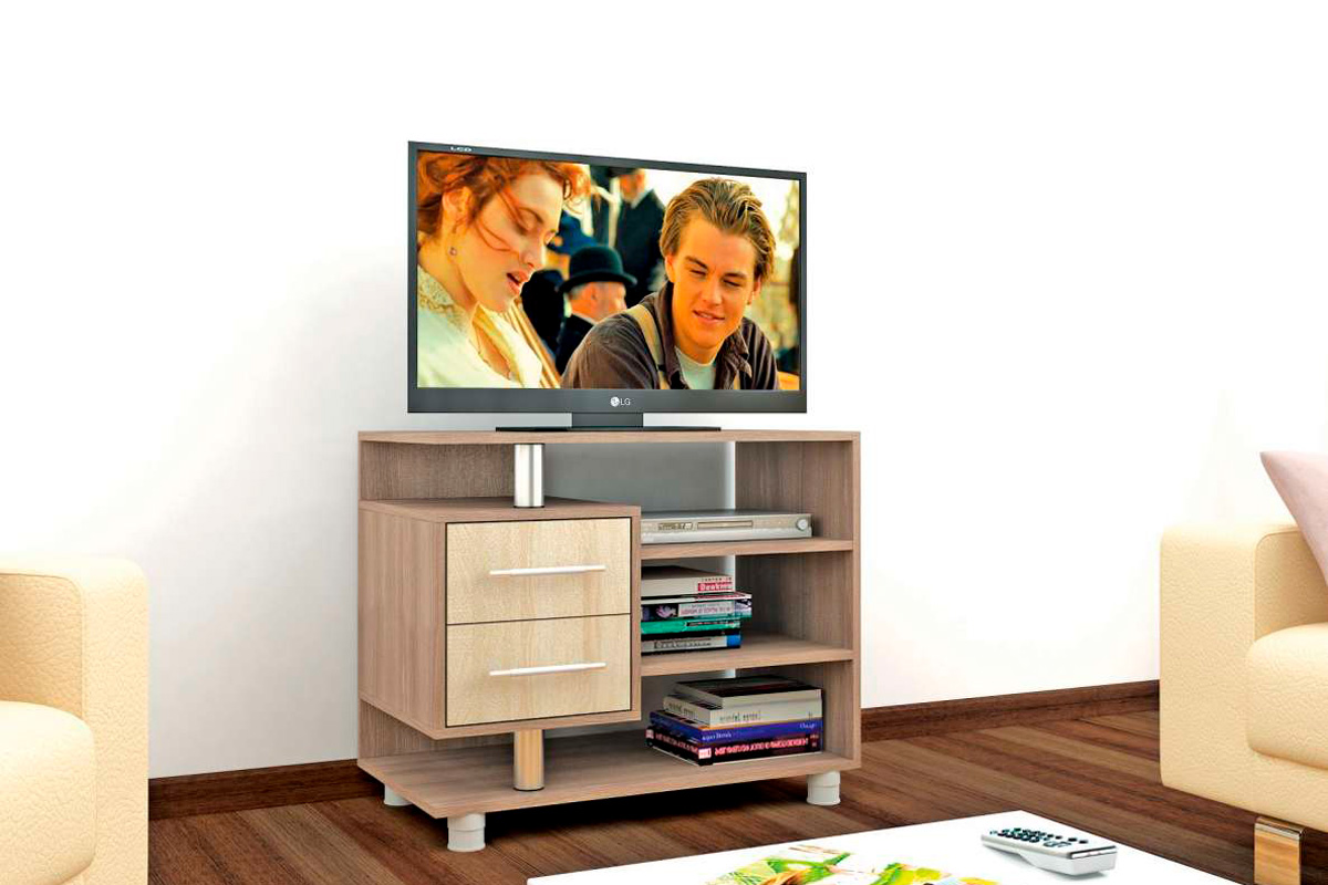 Тумба для ТВ узкая 011 (2я), ясень шимо/дуб сонома