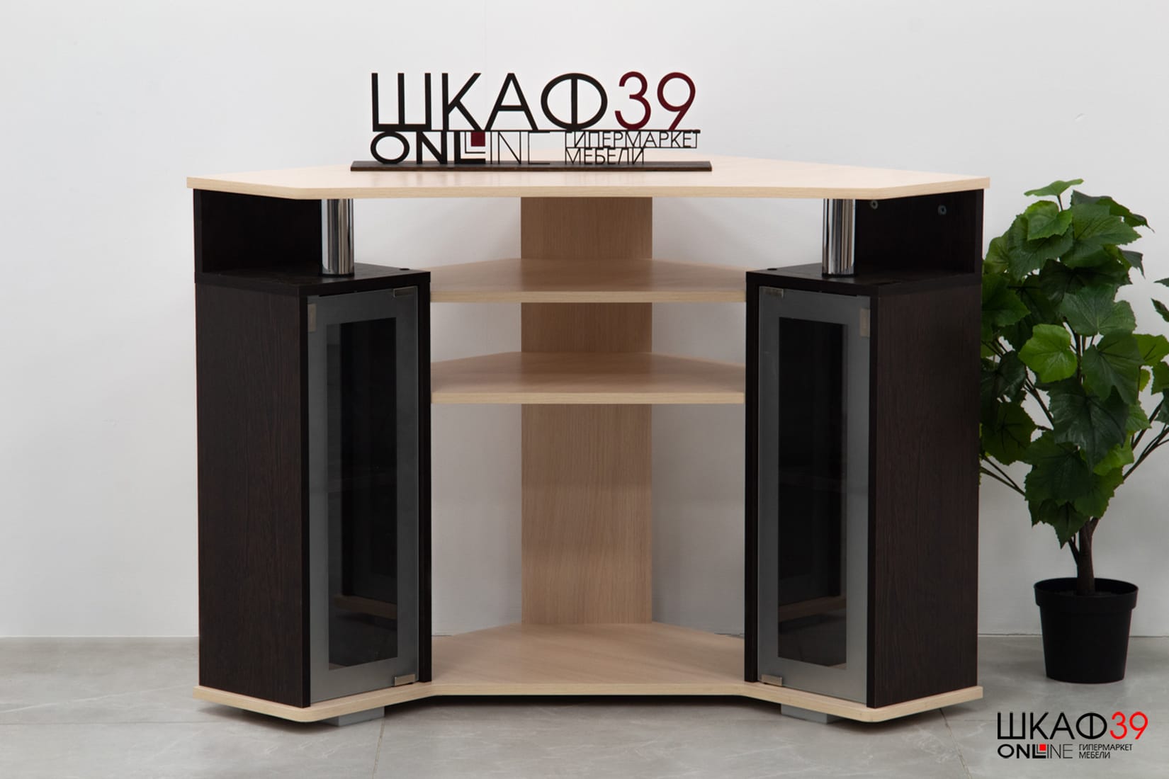 Тумба под телевизор угловая 044 (2у), венге/дуб молочный