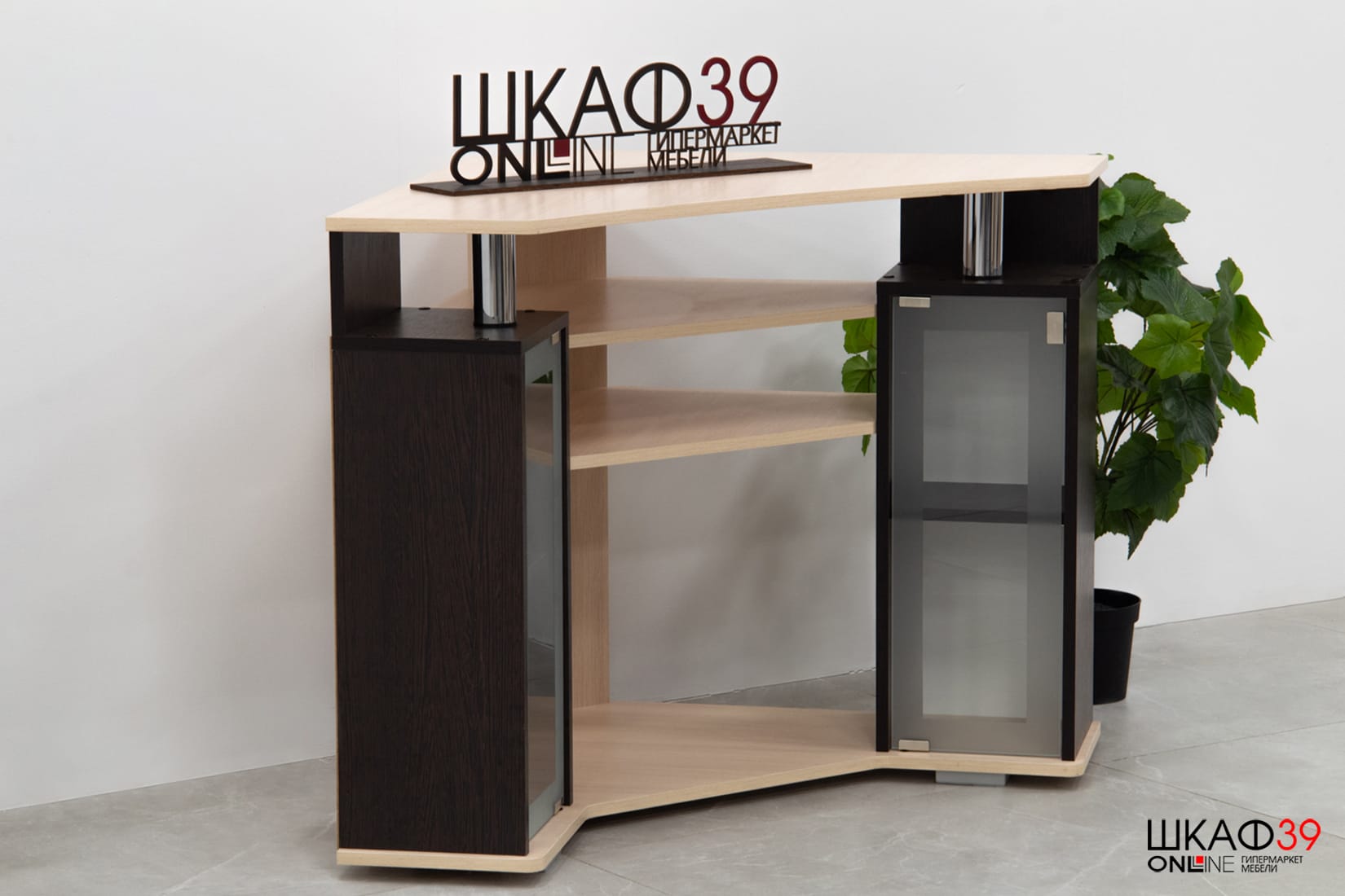 Тумба под телевизор угловая 044 (2у), венге/дуб молочный