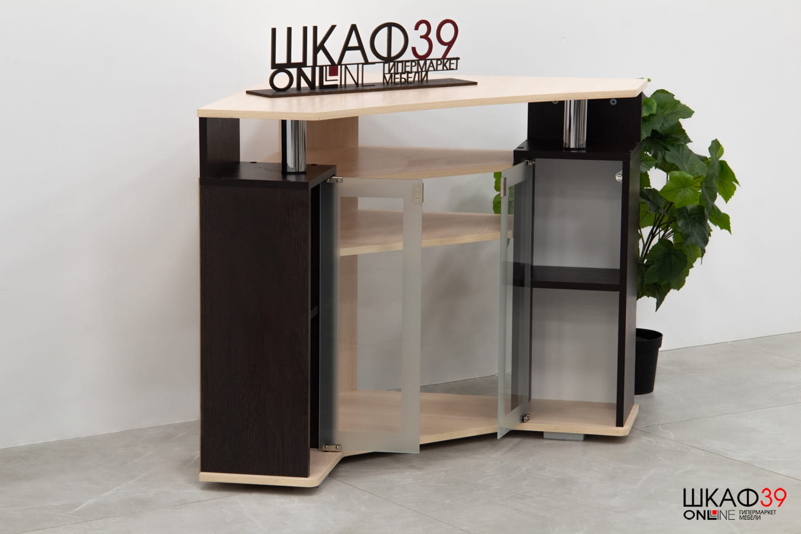 Тумба под телевизор угловая 044 (2у), венге/дуб молочный