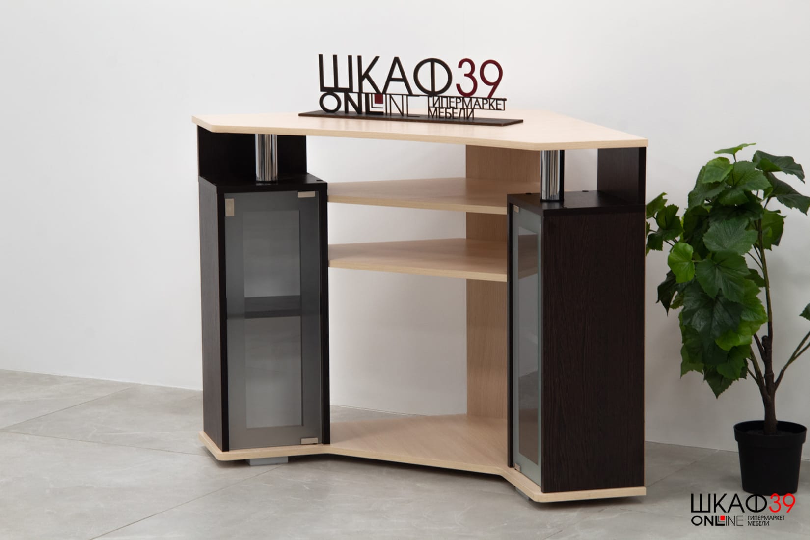 Тумба под телевизор угловая 044 (2у), венге/дуб молочный