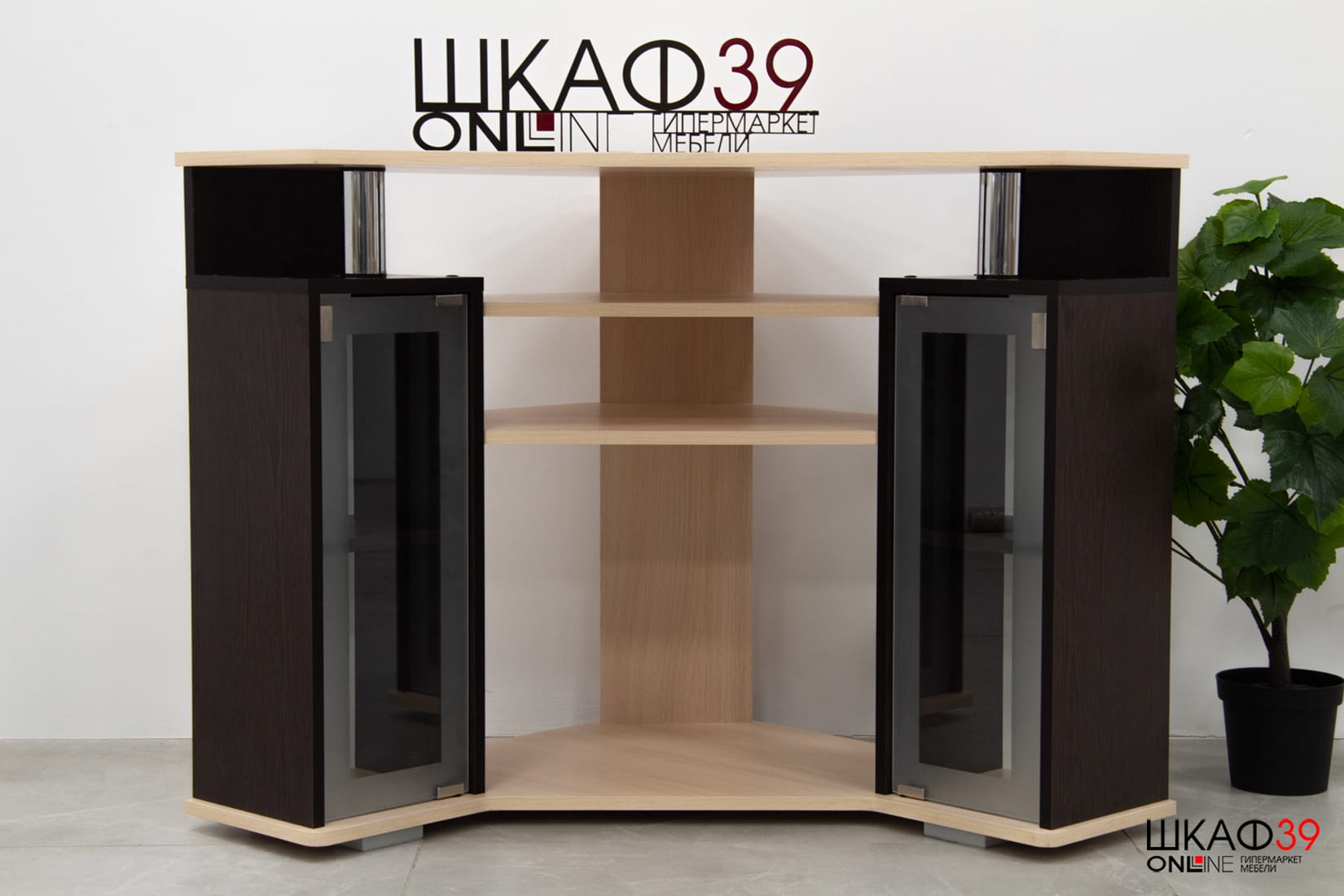 Тумба под телевизор угловая 044 (2у), венге/дуб молочный