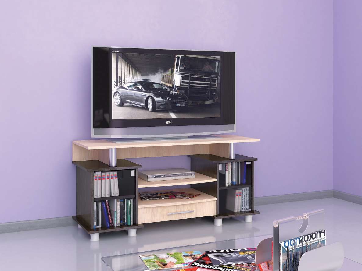 Тумба для ТВ с полками 003 К2, венге/дуб молочный