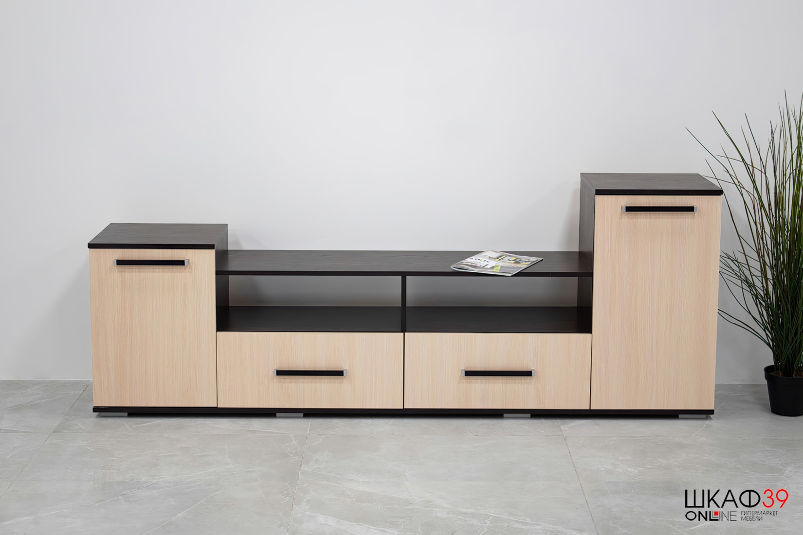 Тумба под ТВ Парус 2, венге/дуб молочный