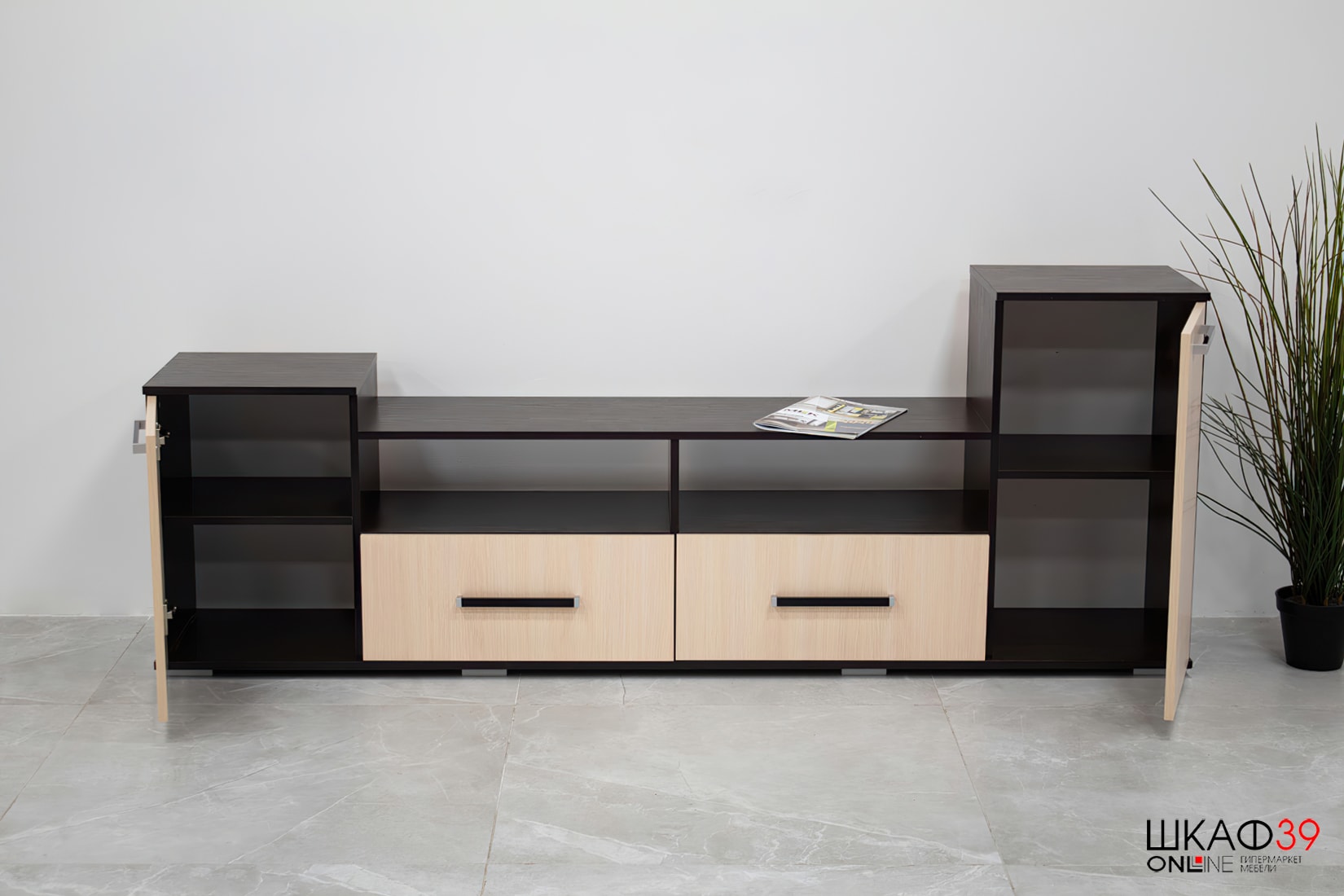 Тумба под ТВ Парус 2, венге/дуб молочный