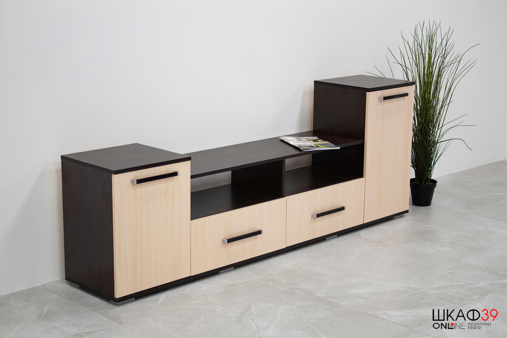 Тумба под ТВ Парус 2, венге/дуб молочный