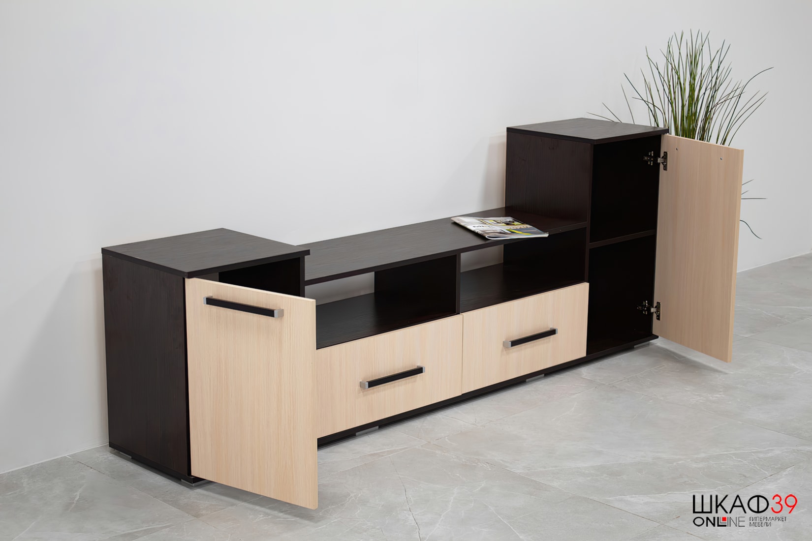 Тумба под ТВ Парус 2, венге/дуб молочный