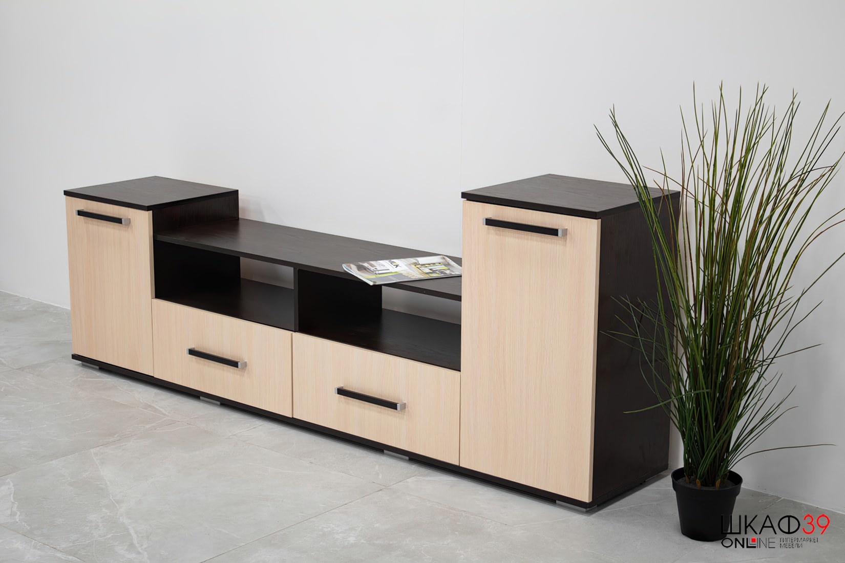 Тумба под ТВ Парус 2, венге/дуб молочный