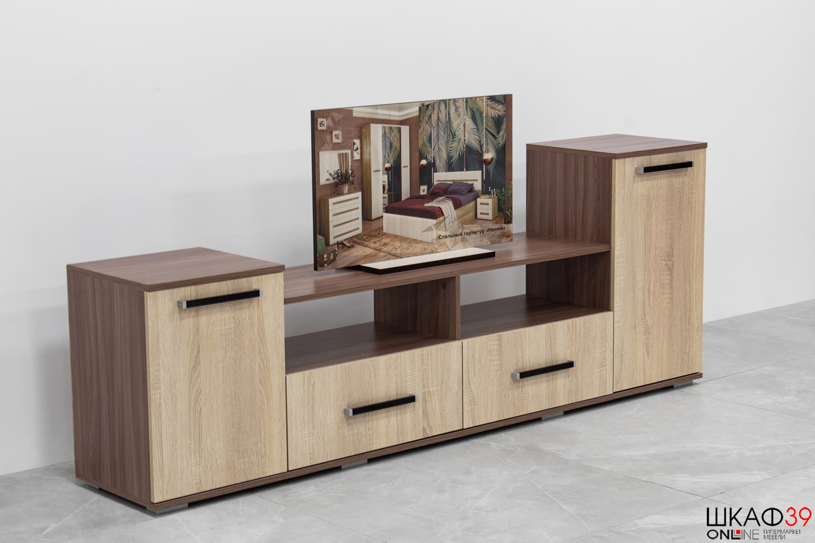 Тумба под ТВ Парус 2, ясень шимо/дуб сонома