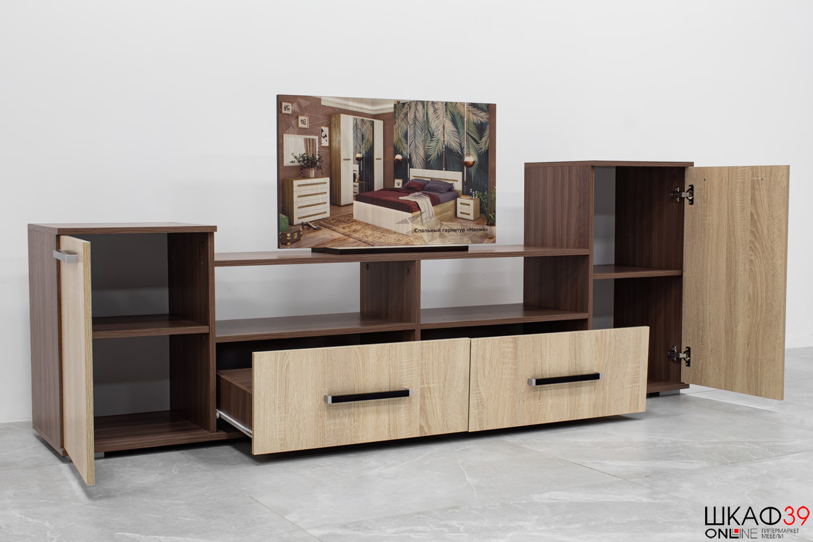 Тумба под ТВ Парус 2, ясень шимо/дуб сонома