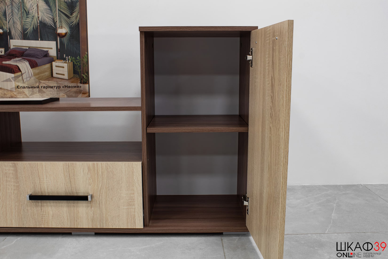 Тумба под ТВ Парус 2, ясень шимо/дуб сонома