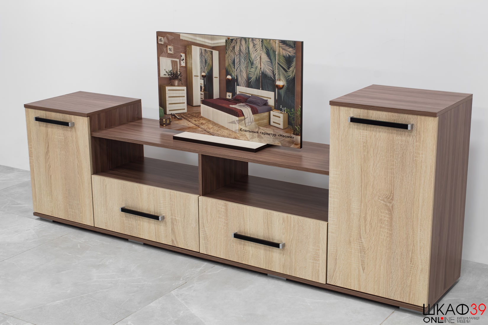 Тумба под ТВ Парус 2, ясень шимо/дуб сонома