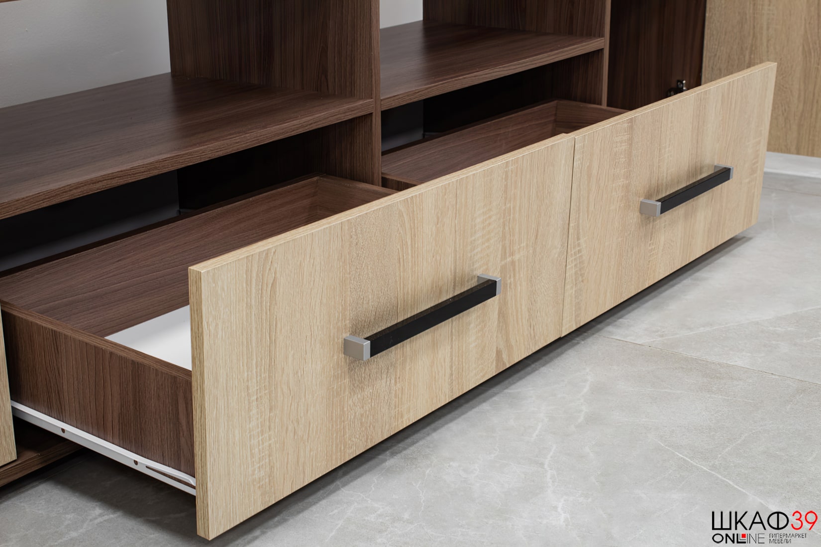 Тумба под ТВ Парус 2, ясень шимо/дуб сонома