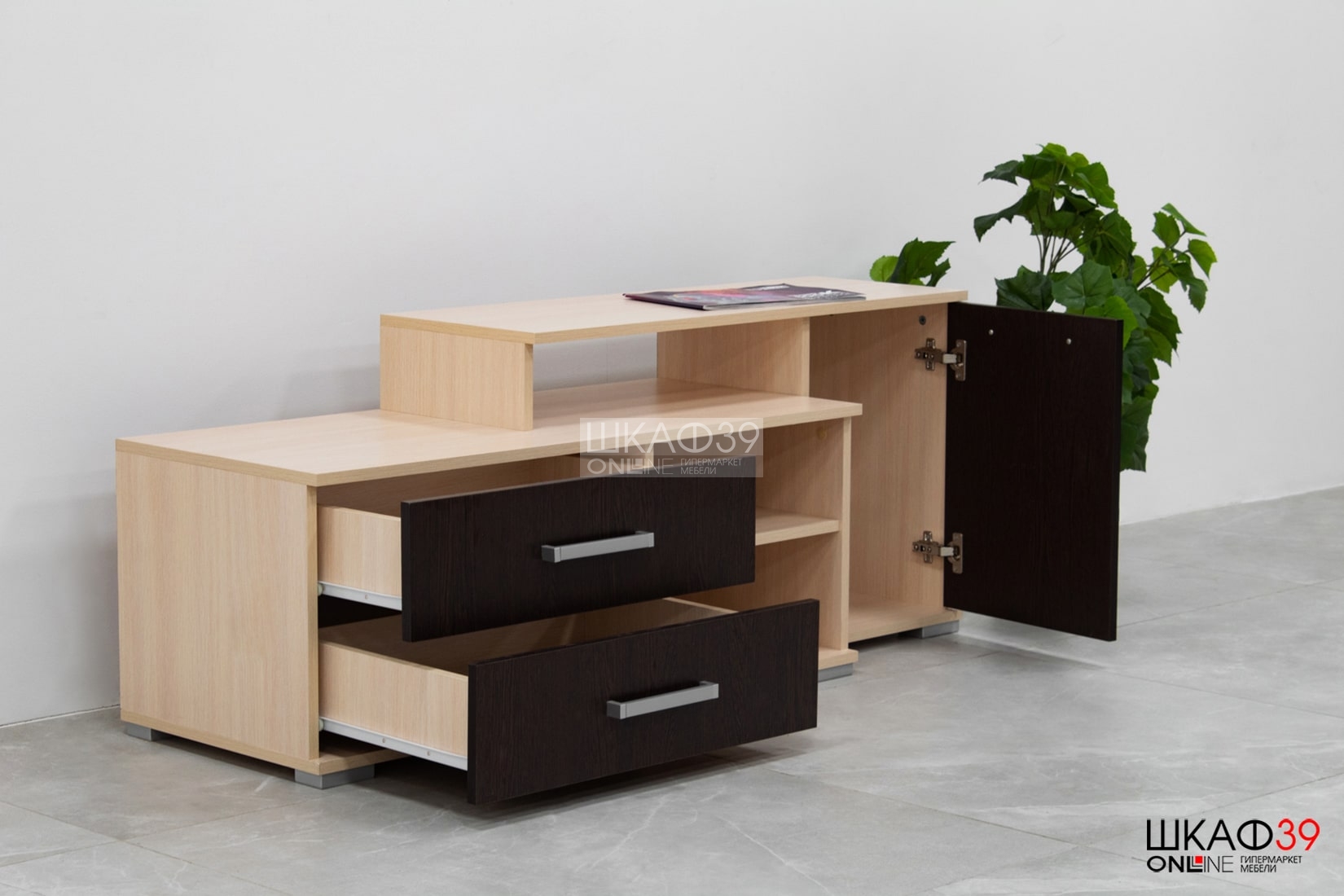 Тумба под ТВ Парус 3, венге/дуб молочный