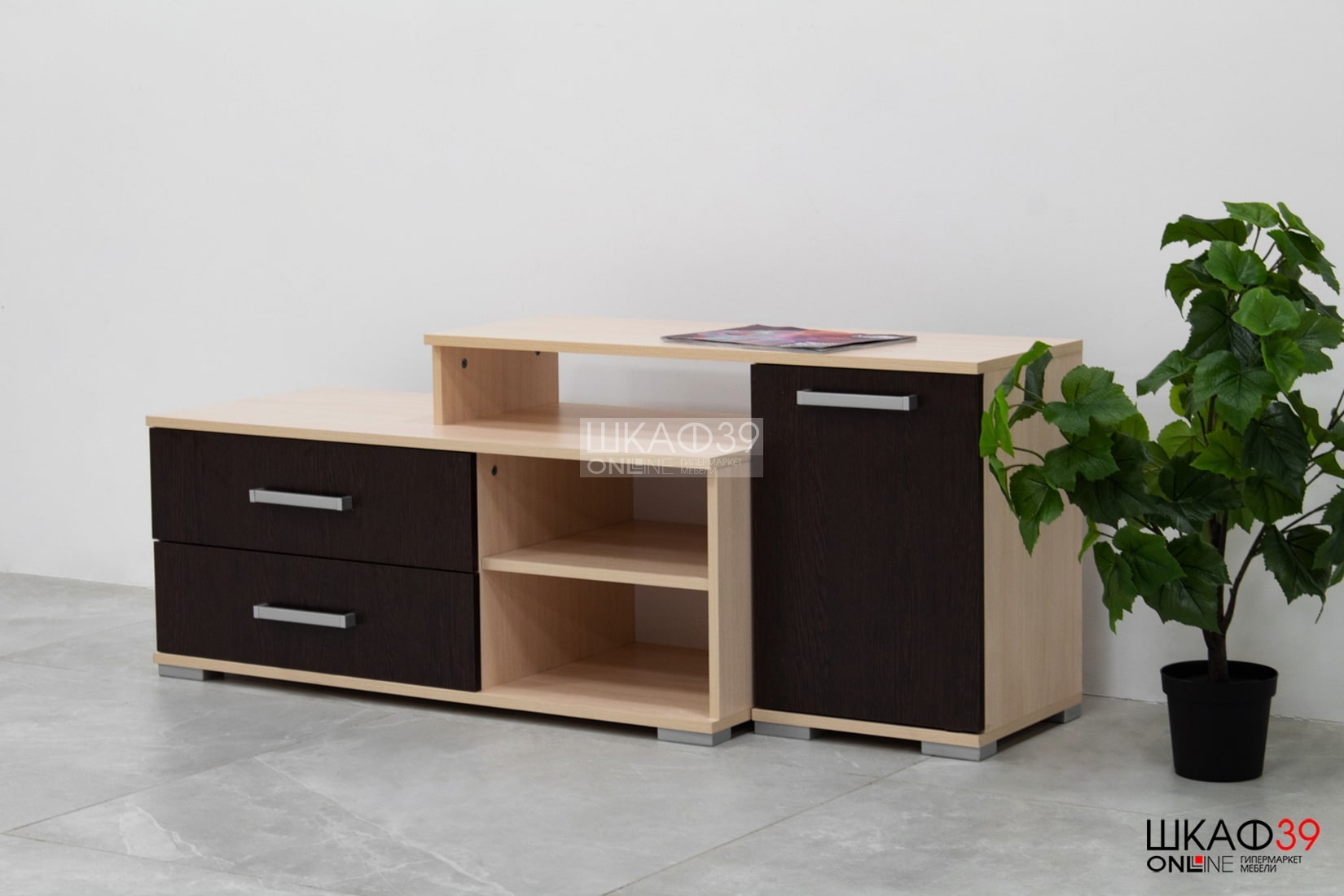 Тумба под ТВ Парус 3, венге/дуб молочный