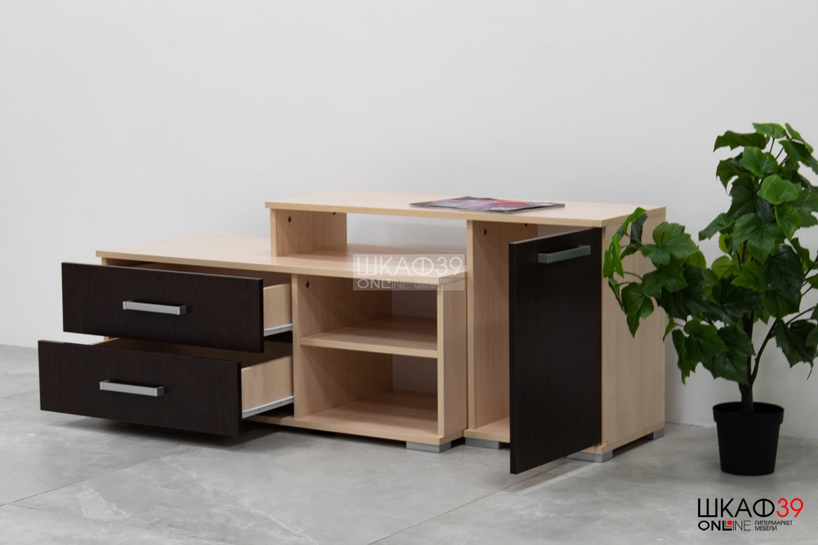Тумба под ТВ Парус 3, венге/дуб молочный
