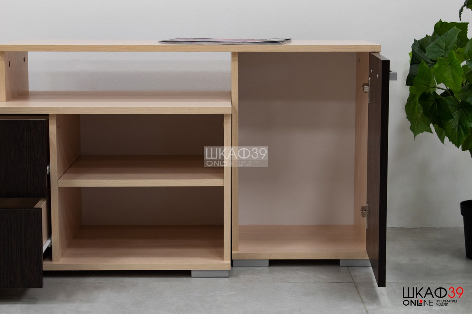 Тумба под ТВ Парус 3, венге/дуб молочный