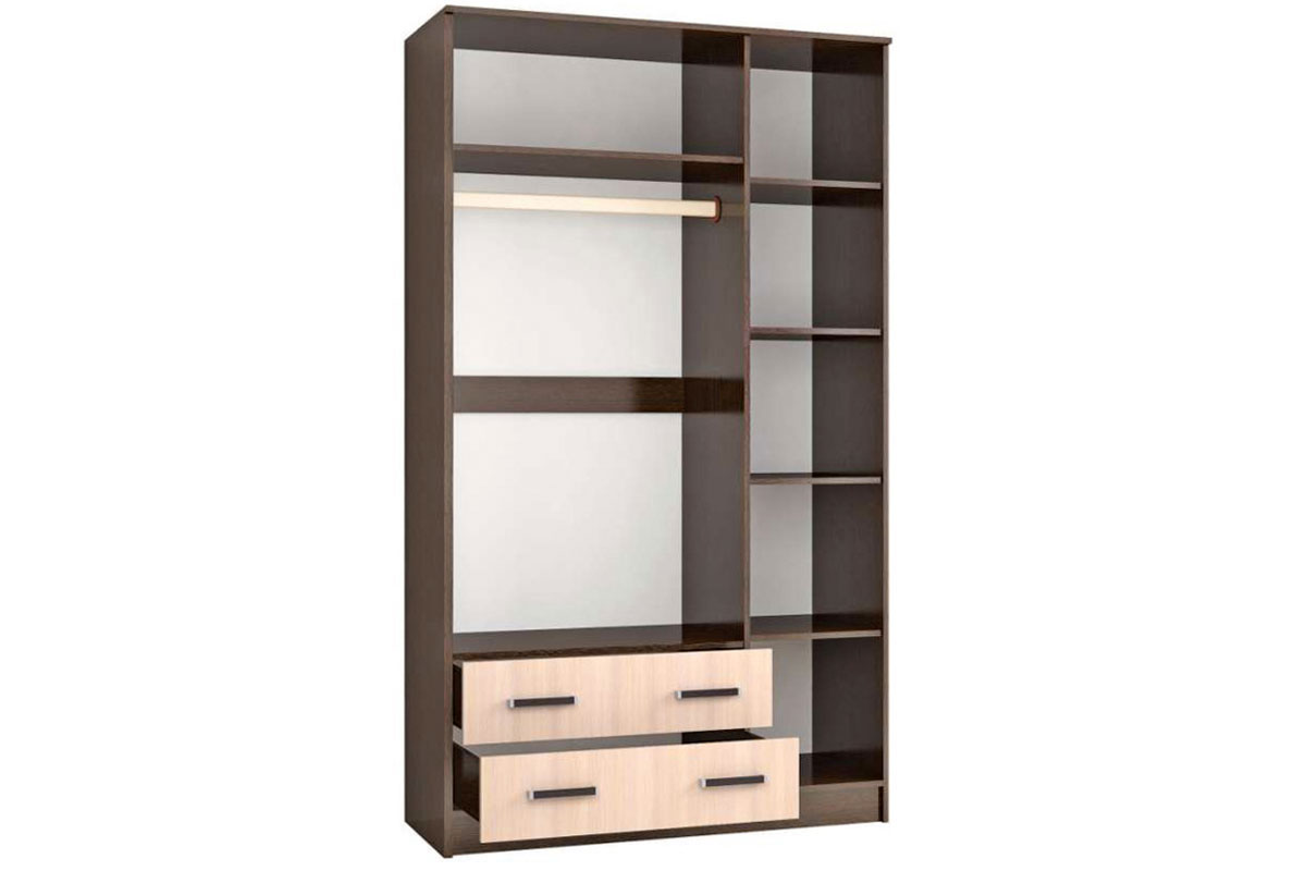 Шкаф с зеркалом Лагуна 120 см, венге/дуб молочный