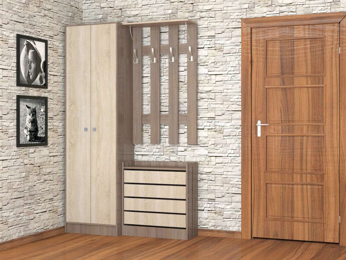 Ямайка Прихожая Комплект 2 шимо темный/дуб сонома