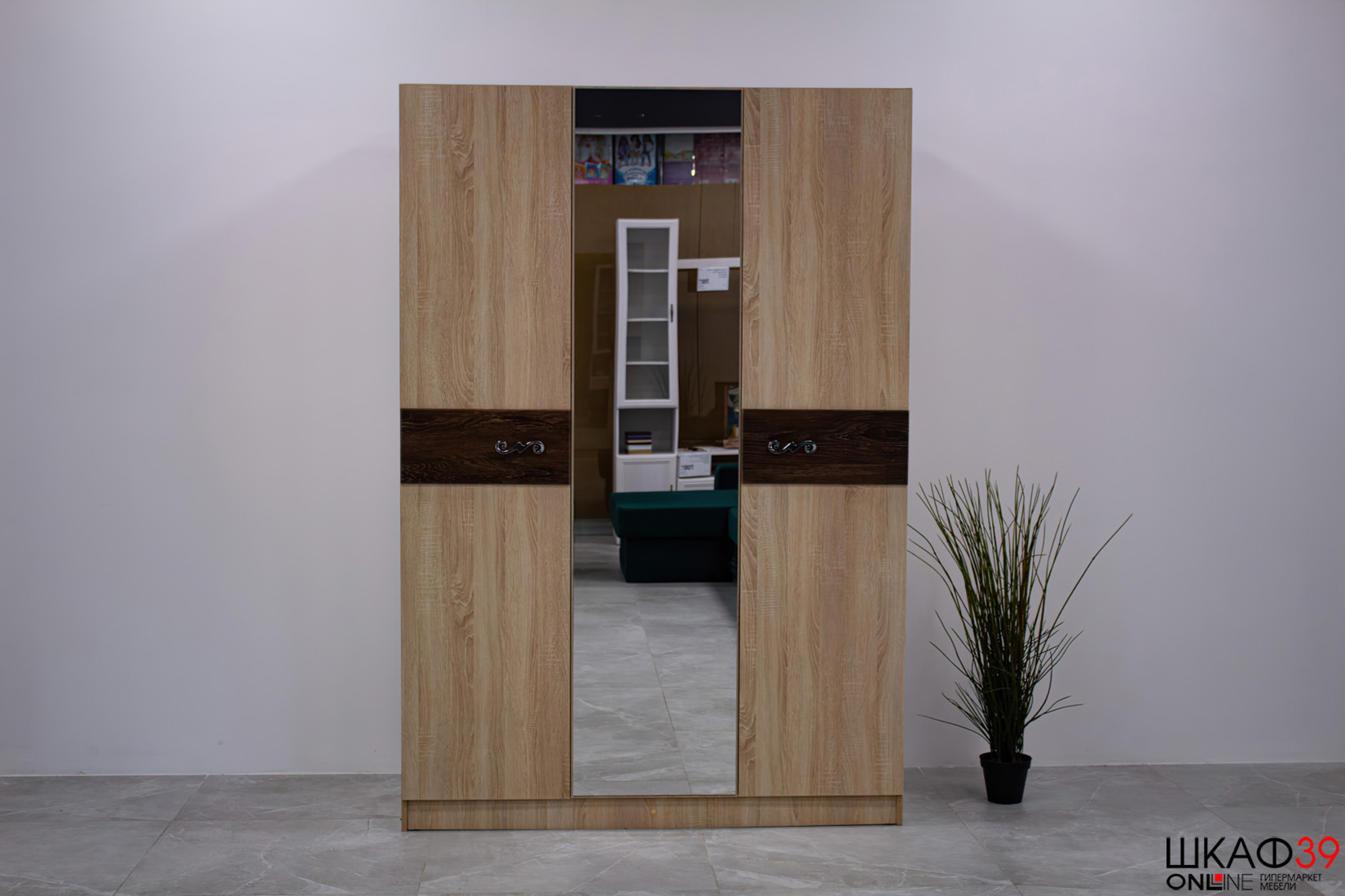 Шкаф 3-х створчатый Мадлен (Дуб шале мореный)