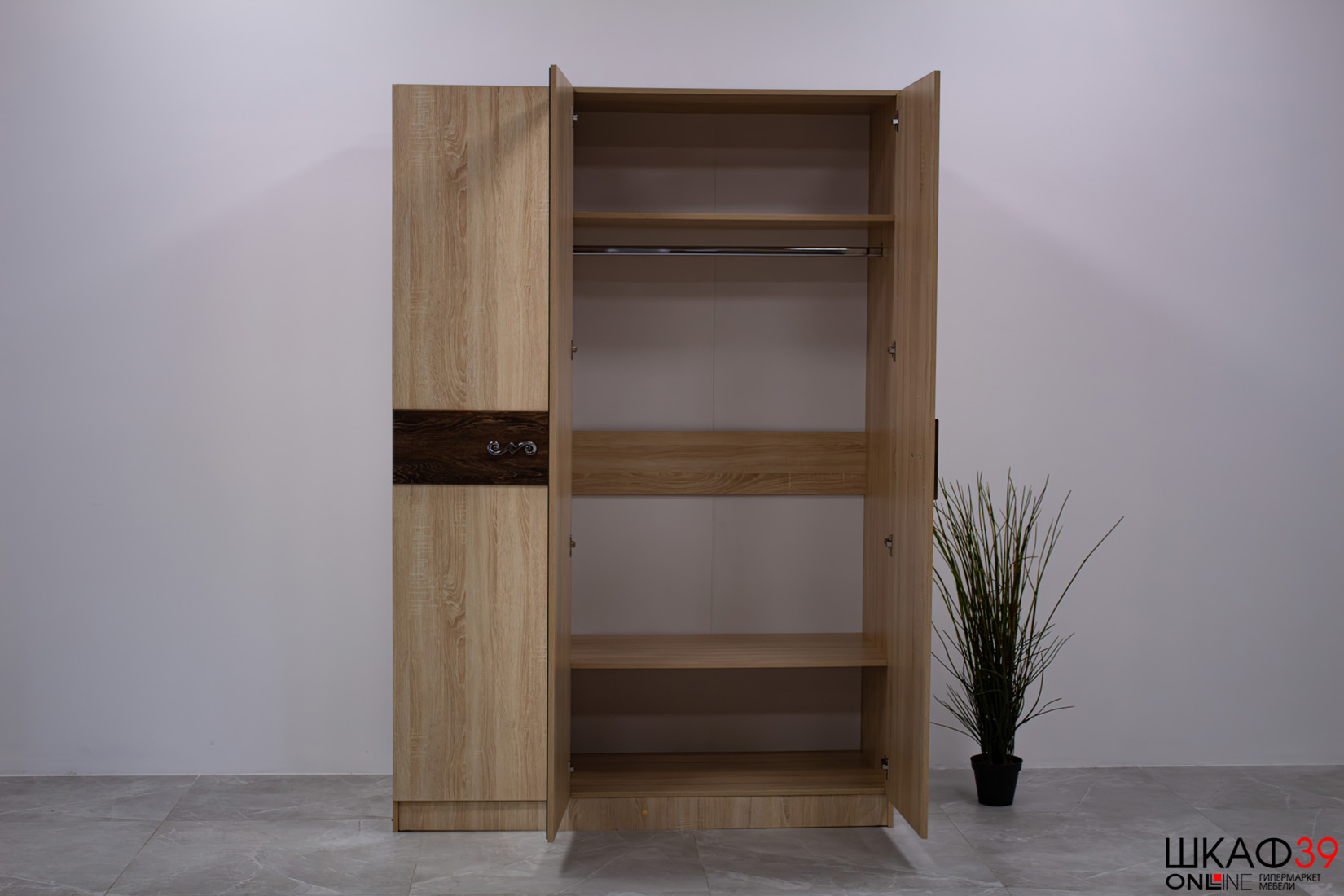 Шкаф 3-х створчатый Мадлен (Дуб шале мореный)