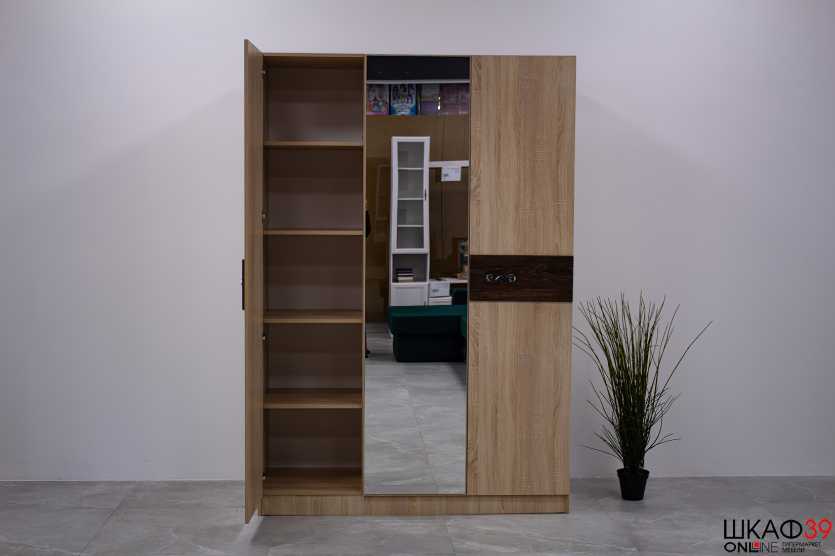 Шкаф 3-х створчатый Мадлен (Дуб шале мореный)