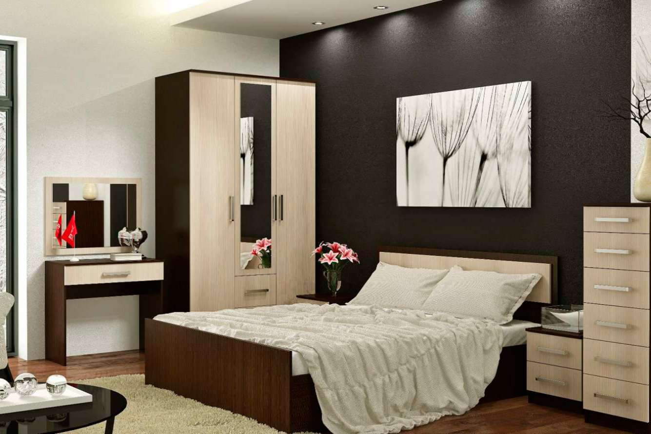 Фиеста Кровать 160 с настилом ДСП Венге/Дуб лоредо