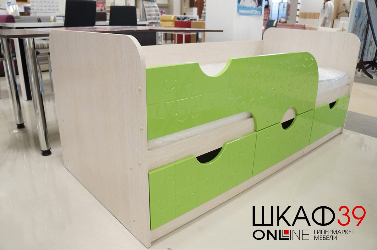 Минима кровать с ящиками (1892*770*850) (дуб атланта/лайм глянец)