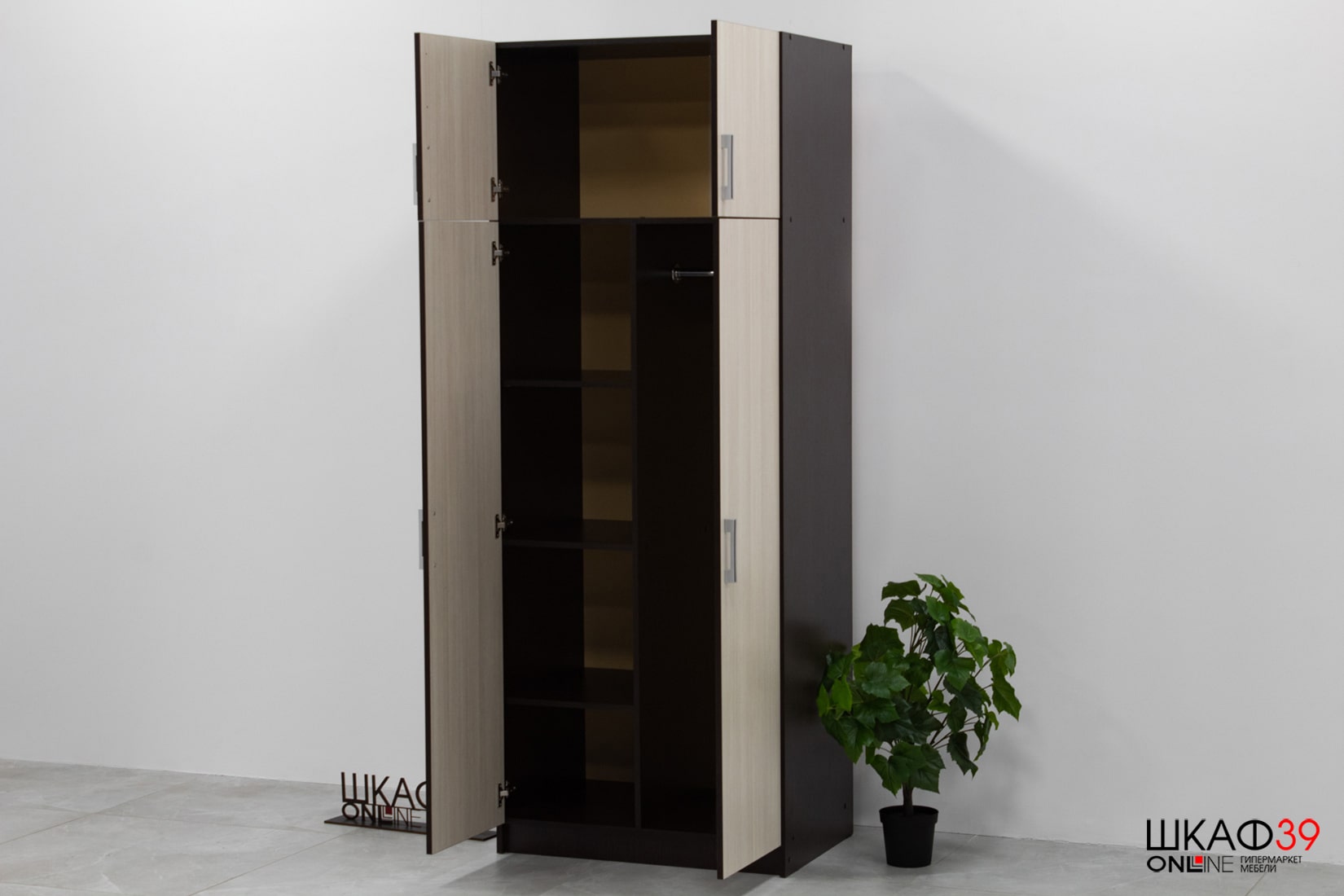 Шкаф 2-х створчатый с перегородкой BTS, венге